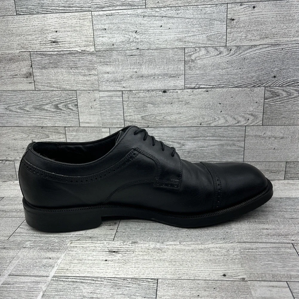 Florsheim Comfortech Black Leather Cap Toe Derby Dress Shoes Men Size‎ 11D